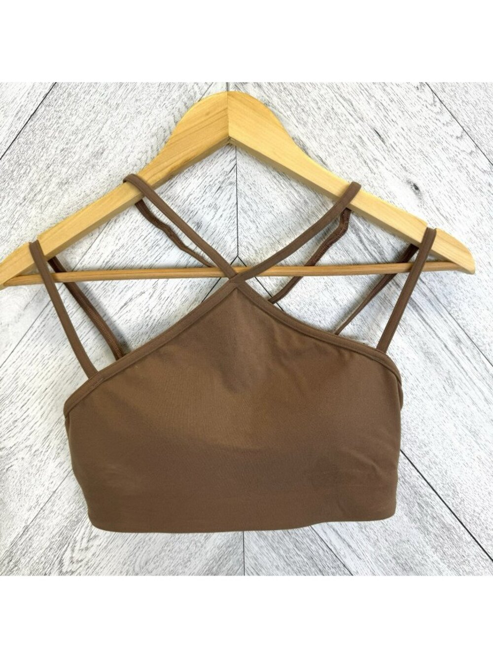 Lululemon Flow Y Strappy Bra Nulu Size 6 Cacao Brown Light Support A-C Cups